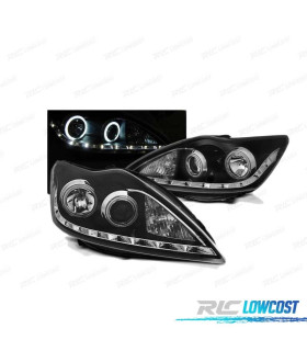 PHARES POUR FORD FOCUS II 08-10 ANGEL EYES CCFL NOIR