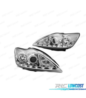 PHARES ANGEL EYES POUR FORD FOCUS II 08-10 CCFL CHROMÉ