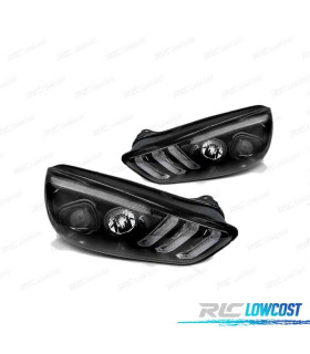 PHARES FORD FOCUS MK3 15-18 LED DYNAMIQUE DRL NOIR