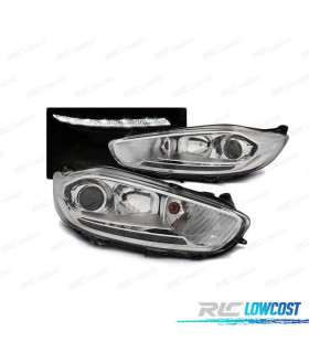 PHARES FORD FIESTA MK7 13-16 LED TRU DRL CHROMÉ