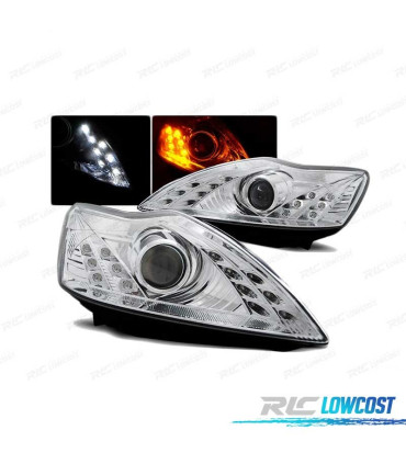 PHARES FORD FOCUS 08-10 LED DAYLIGHT CHROMÉ