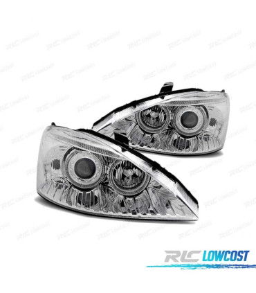 PHARES POUR FORD FOCUS 01-04 ANGEL EYES CHROMÉ