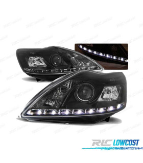 PHARES LED DAYLIGHT POUR FORD FOCUS II RESTILING 08-10 CHROMÉ