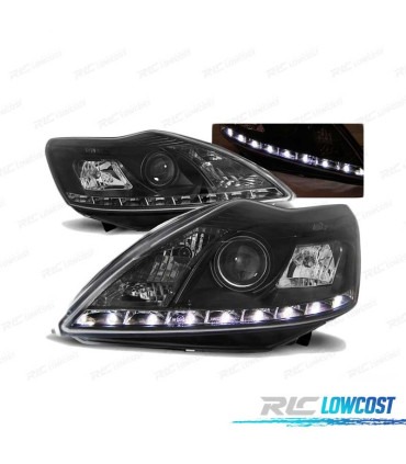 PHARES LED DAYLIGHT POUR FORD FOCUS II RESTILING 08-10 CHROMÉ