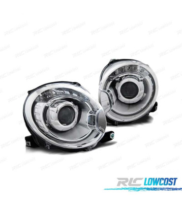 PHARES POUR FIAT 500 07- PROJECTEUR CHROMÉ