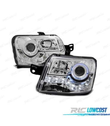 PHARES FIAT PANDA 03-11 LED ANGEL EYES CHROMÉ