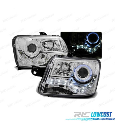 PHARES FIAT PANDA 03-11 LED ANGEL EYES CHROMÉ