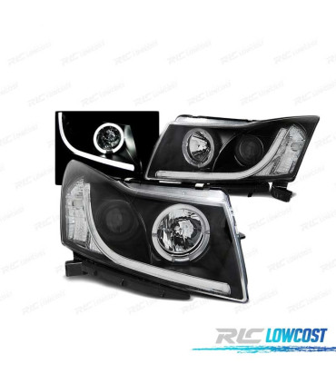 PHARES ANGEL EYES LED TUBE LIGHT POUR CHEVROLET CRUZE 09-12 NOIR