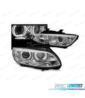 PHARES BMW E92 E93 06-10 XÉNON ANGEL EYES LED CHROMÉ