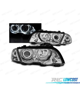 PHARES BMW E46 98-01LED ANGEL EYES CHROMÉ