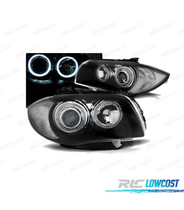 PHARES BMW E81 E87 E82 E88 ANGEL EYES LED NOIRS