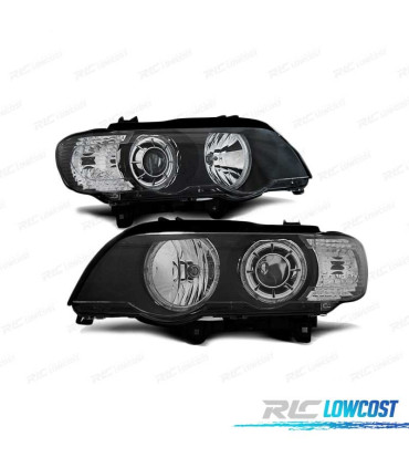 PHARES POUR BMW X5 E53 99-03 ANGEL EYES CCFL NOIR