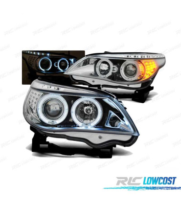 PHARES LED ANGEL EYES BMW E60 E61 03-07 CHROMÉ