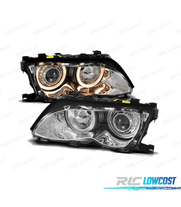 PHARES BMW E46 01-05 ANGEL EYES CHROMÉ