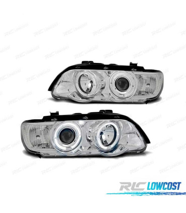 PHARES BMW X5 E53 99-03 ANGEL EYES CHROMÉ