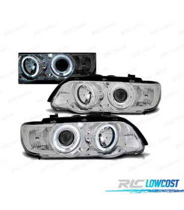 PHARES BMW X5 E53 99-03 ANGEL EYES CHROMÉ