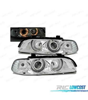 PHARES BMW E39 95-03 ANGEL EYES CHROMÉ