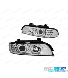PHARES BMW E39 95-03 ANGEL EYES 3D CHROMÉS CLIGNOTANTS LED