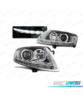 PHARES XENON AUDI A6 C6 04-08 CHROMÉ DRL