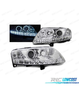 PHARES LED ANGEL EYES POUR AUDI A6 C6 04-08 CHROMÉ
