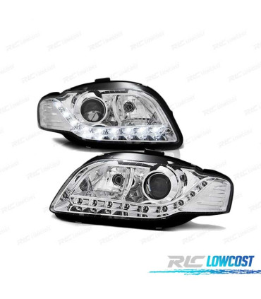 PHARES LED AUDI A4 B7 04-08 CHROMÉ