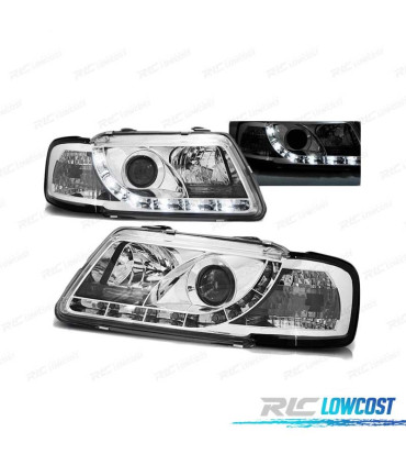 PHARES POUR AUDI A3 8L 96-00 TRU DRL ECE-R87 CHROMÉ