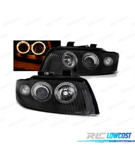 PHARES ANGEL EYES POUR AUDI A4 00-04 FOND NOIR XÉNON D1S