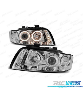 PHARE ANGEL EYES POUR AUDI A4 00-04 CHROMÉ