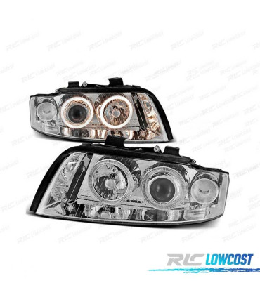 PHARE ANGEL EYES AUDI A4 00-04 CHROMÉ