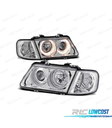 PHARE ANGEL EYES POUR AUDI A3 96-00 CHROMÉ