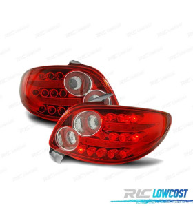 FEUX ARRIÈRE POUR PEUGEOT 206 98-LED ROUGE BLANC