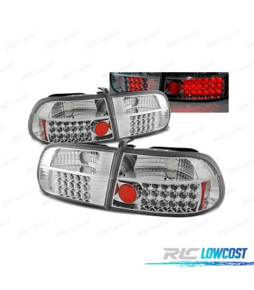 FEUX ARRIÈRE POUR HONDA CIVIC 91-95 3D LED CHROMÉ