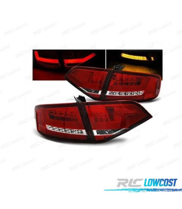 FEUX ARRIÈRE POUR AUDI A4 B8 07-11 LIGHT BAR ROUGE CHROMÉ