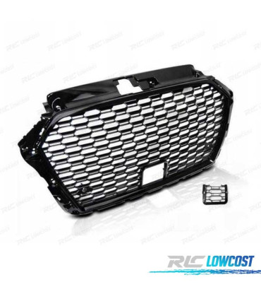 CALANDRE AUDI A3 8V 16-19 PDC LOOK RS3 NOIR BRILLANT
