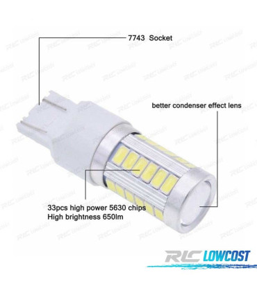 AMPOULE LED T20 BLANCHE 33 LED SMS CANBUS