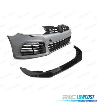 PARE-CHOCS AVANT VOLKSWAGEN VW GOLF 6 R20 NOIR BRILLANT SRA + SPOILER LAME