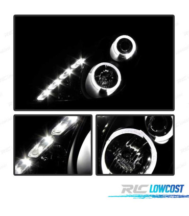 PHARES TOYOTA CELICA 01-07 ANGEL EYES  FOND NOIR