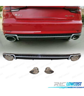 DIFFUSEUR ARRIÈRE AUDI A4 B9 16- LOOK RS4 NOIR BRILLANT CHROMÉ