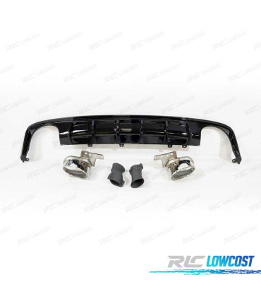 DIFFUSEUR AUDI A6 C8 AVANT 18-22 LOOK RS6 NOIR BRILLANT + EMBOUTS D'ÉCHAPPEMENT