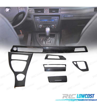 KIT 6 PIÈCES DÉCORATIVES HABITACLE BMW E92 IDRIVE CARBONE