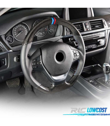 VOLANT BMW F30 F31 F32 F33 F36 LOOK M CARBONE + NOIR